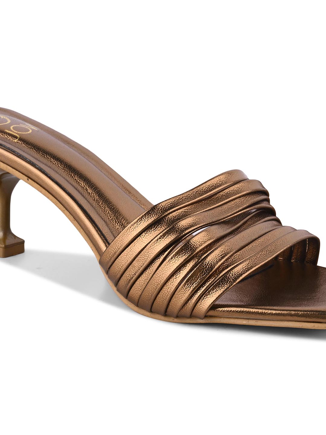Women Copper Striped Metallic Sandals