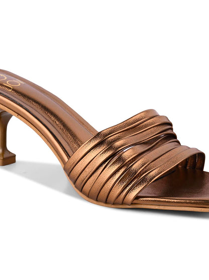 Women Copper Striped Metallic Sandals