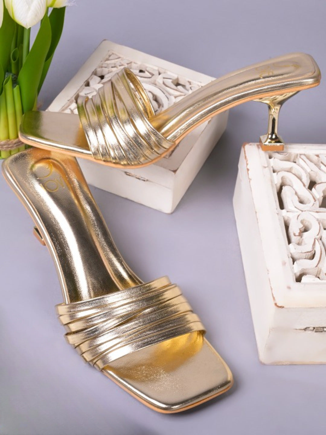 Women, Women Footwear, Gold Sandals