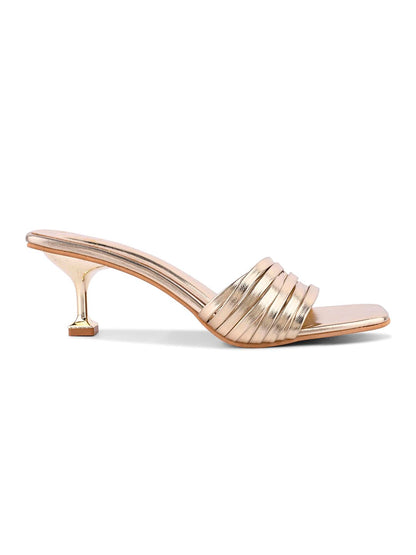Women, Women Footwear, Gold Sandals