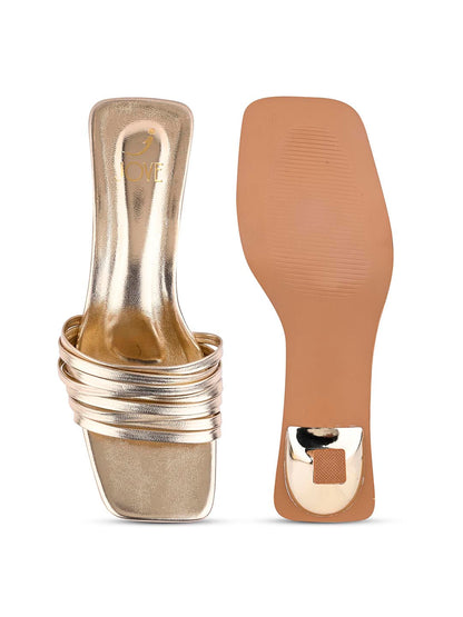 Women, Women Footwear, Gold Sandals