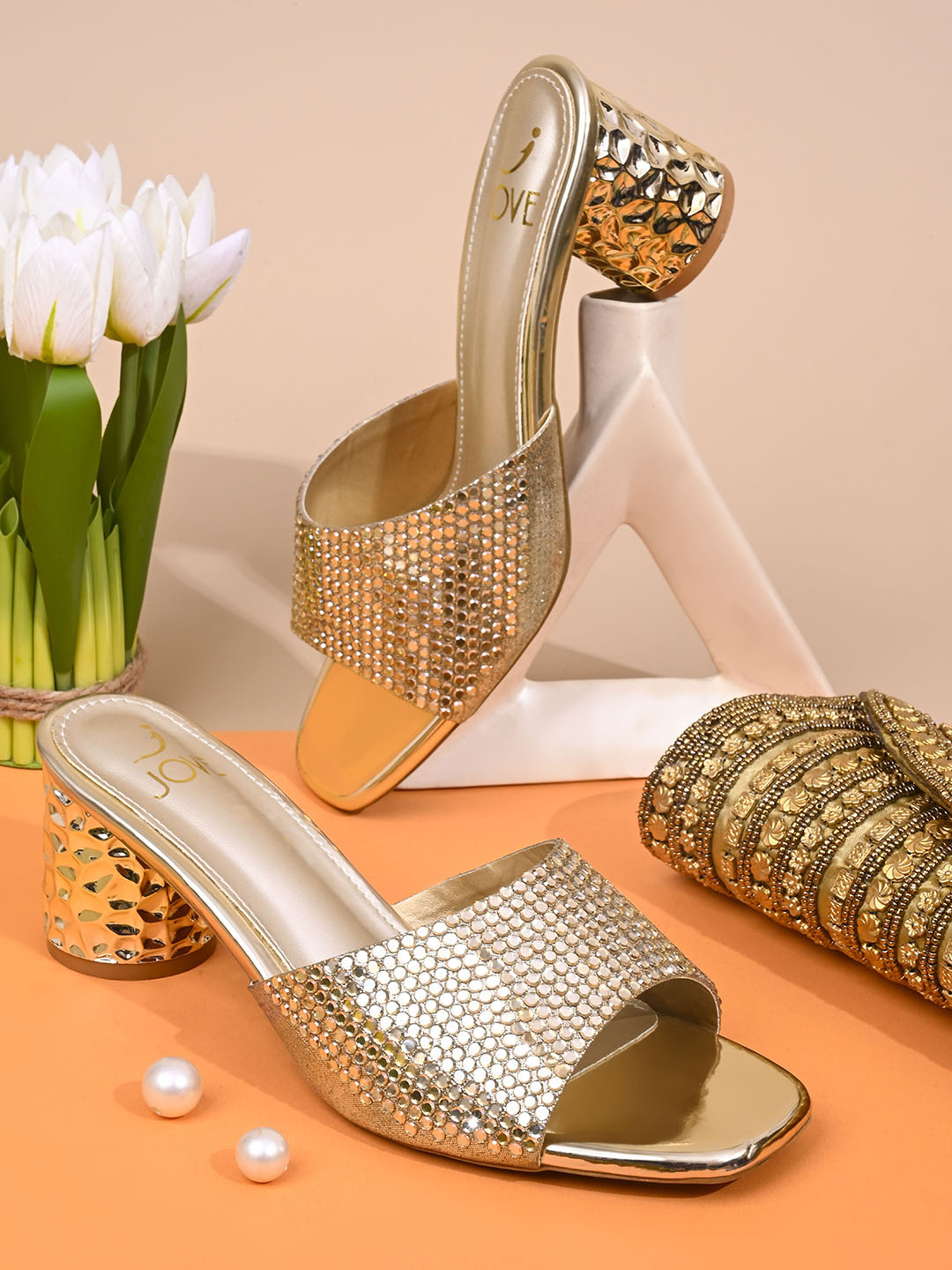 Women, Women Footwear, Gold Sandals