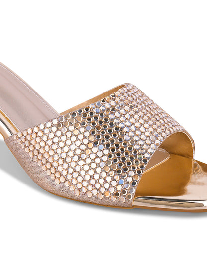 Women Gold Embellished Sandals
