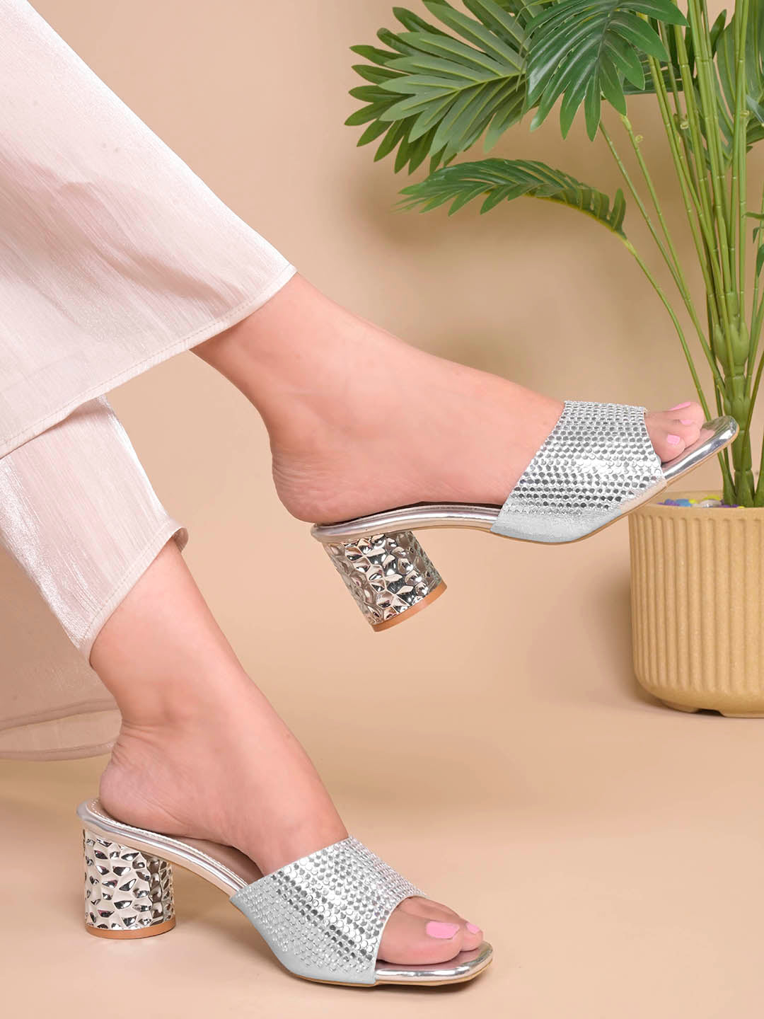 Women, Women Footwear, Silver Sandals