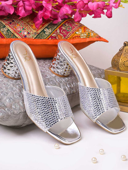 Women, Women Footwear, Silver Sandals
