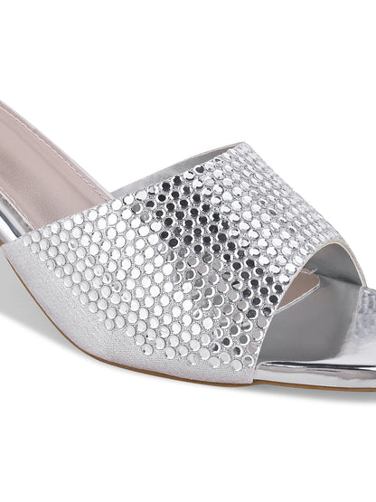 Women Silver Embellished Sandals