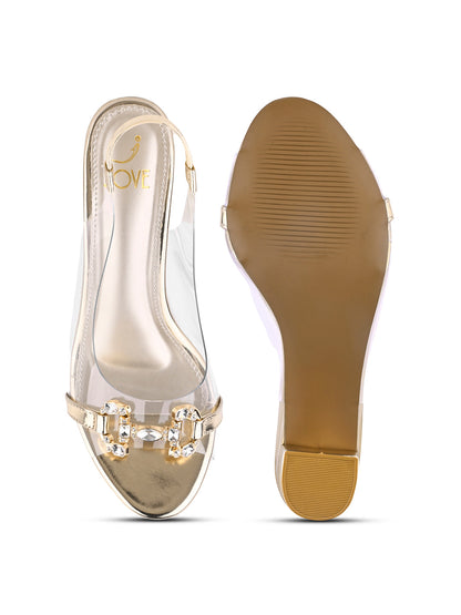 Women, Women Footwear, Gold Pumps