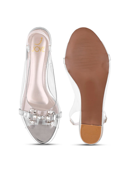 Women, Women Footwear, Silver Pumps