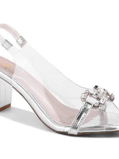 Women Silver Embellished Pumps