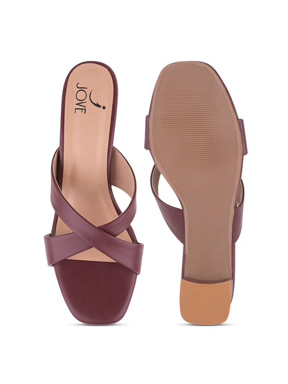 Women, Women Footwear, Maroon Sandals