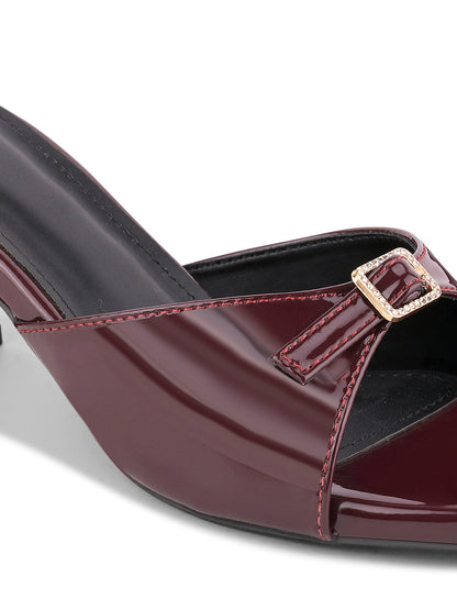 Women Maroon Solid Sandals