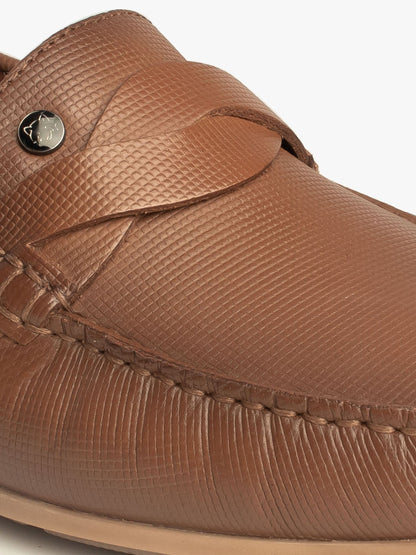 Men Tan Textured Driving Shoes