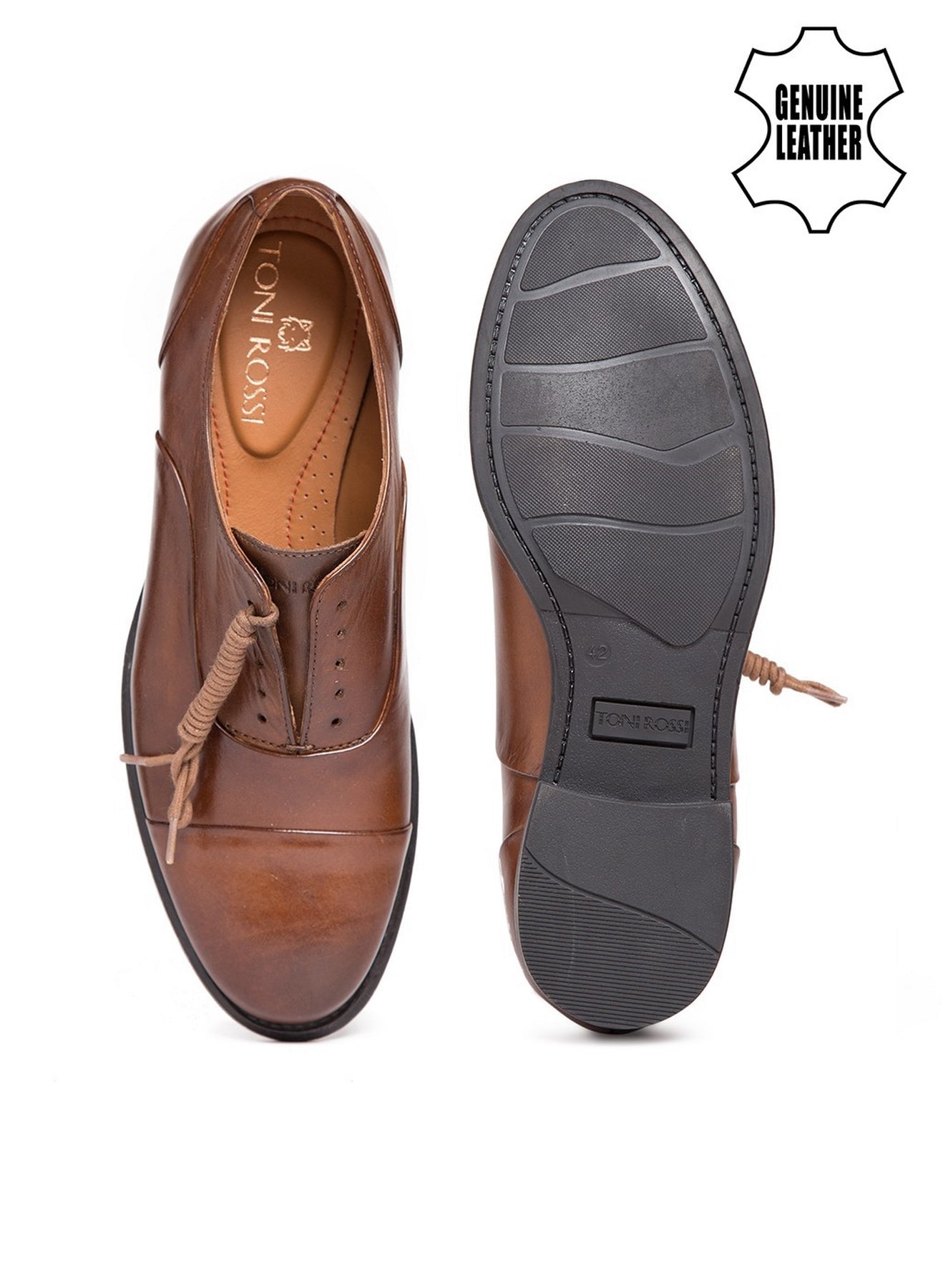 Men Tan Solid Oxford Formal Shoes