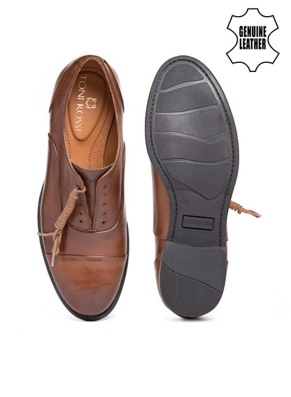 Men Tan Solid Oxford Formal Shoes