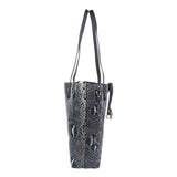 Women Black Animal Print Tote Bag With Pouch