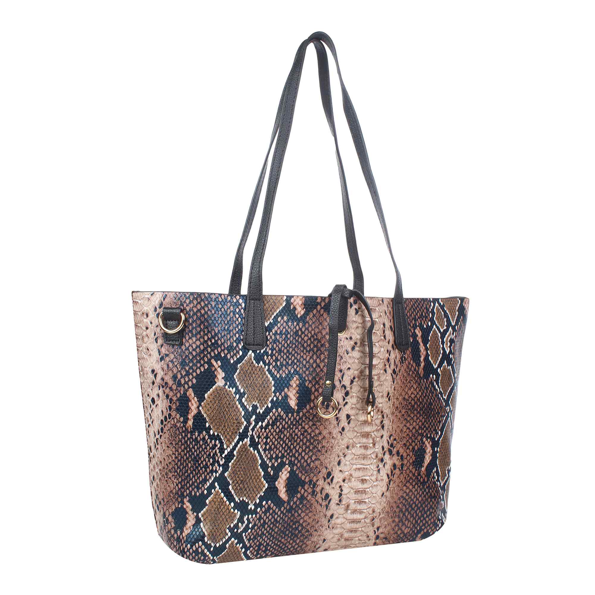 Women Brown Animal Print Tote Bag With Pouch