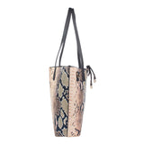 Women Beige & Grey Animal Print Tote Bag With Pouch
