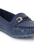 Footwear, Women Footwear, Navy Blue Loafers