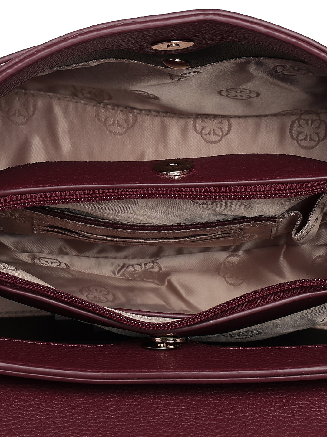 Women Burgundy Solid Handheld Bag