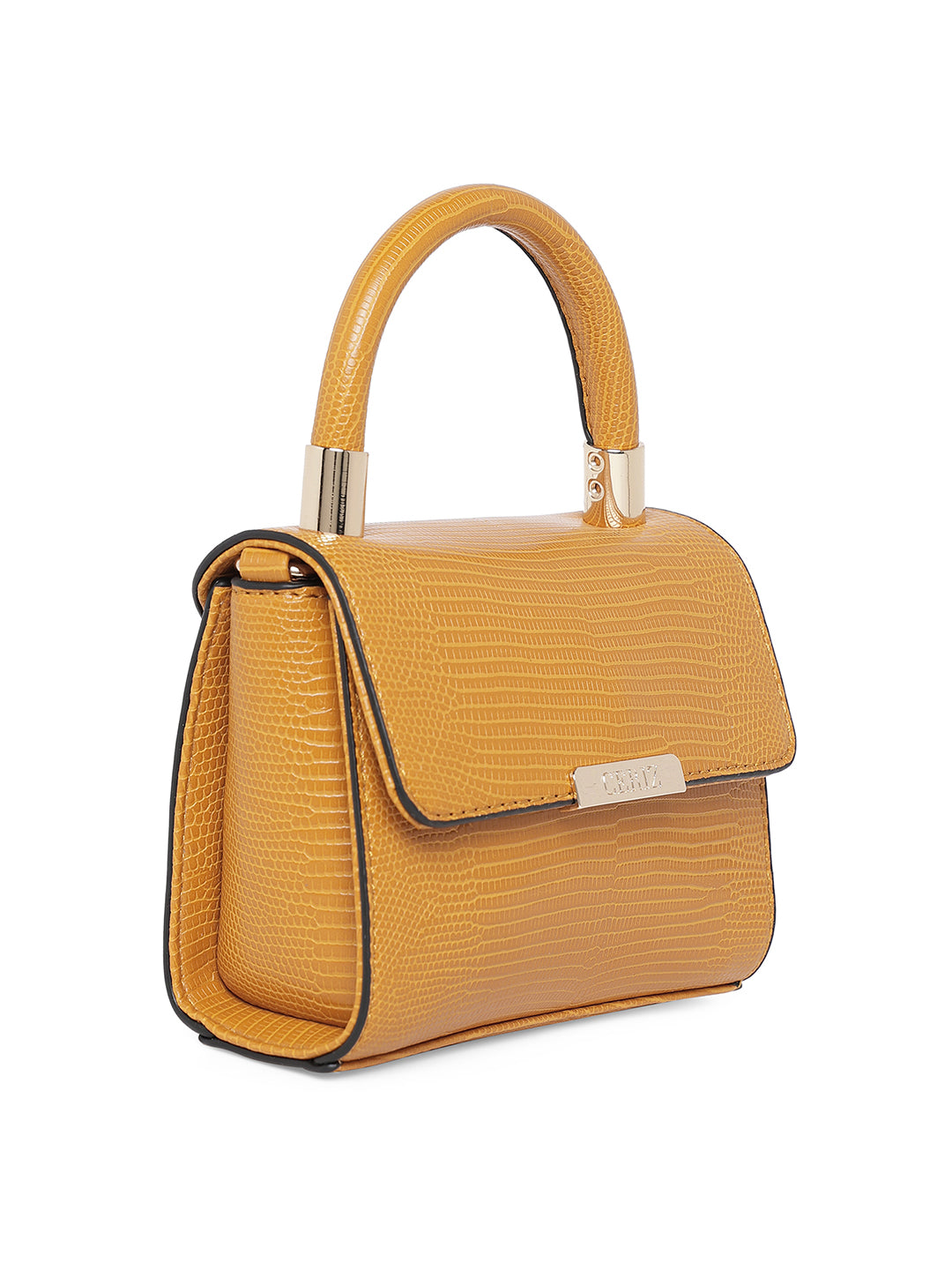Women Mustard Textured Handheld Bag