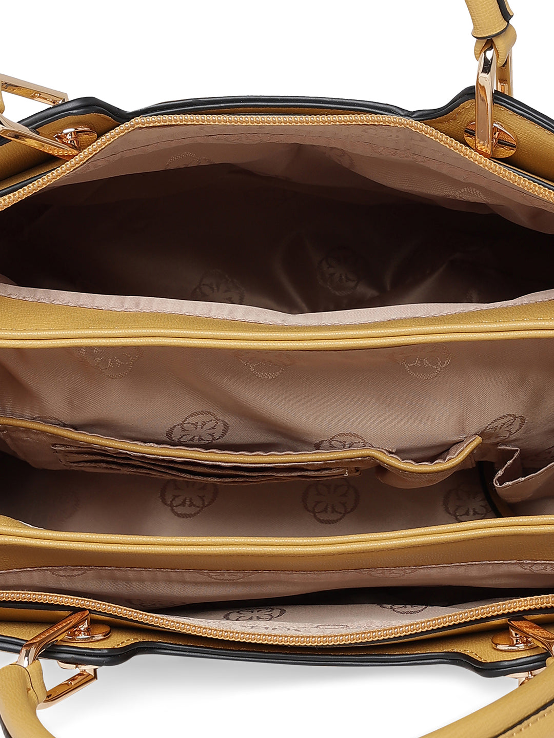 Women Mustard Solid Charm Handheld Bag