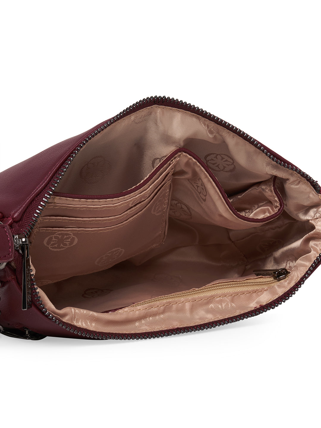 Women Burgundy Solid Sling Bag