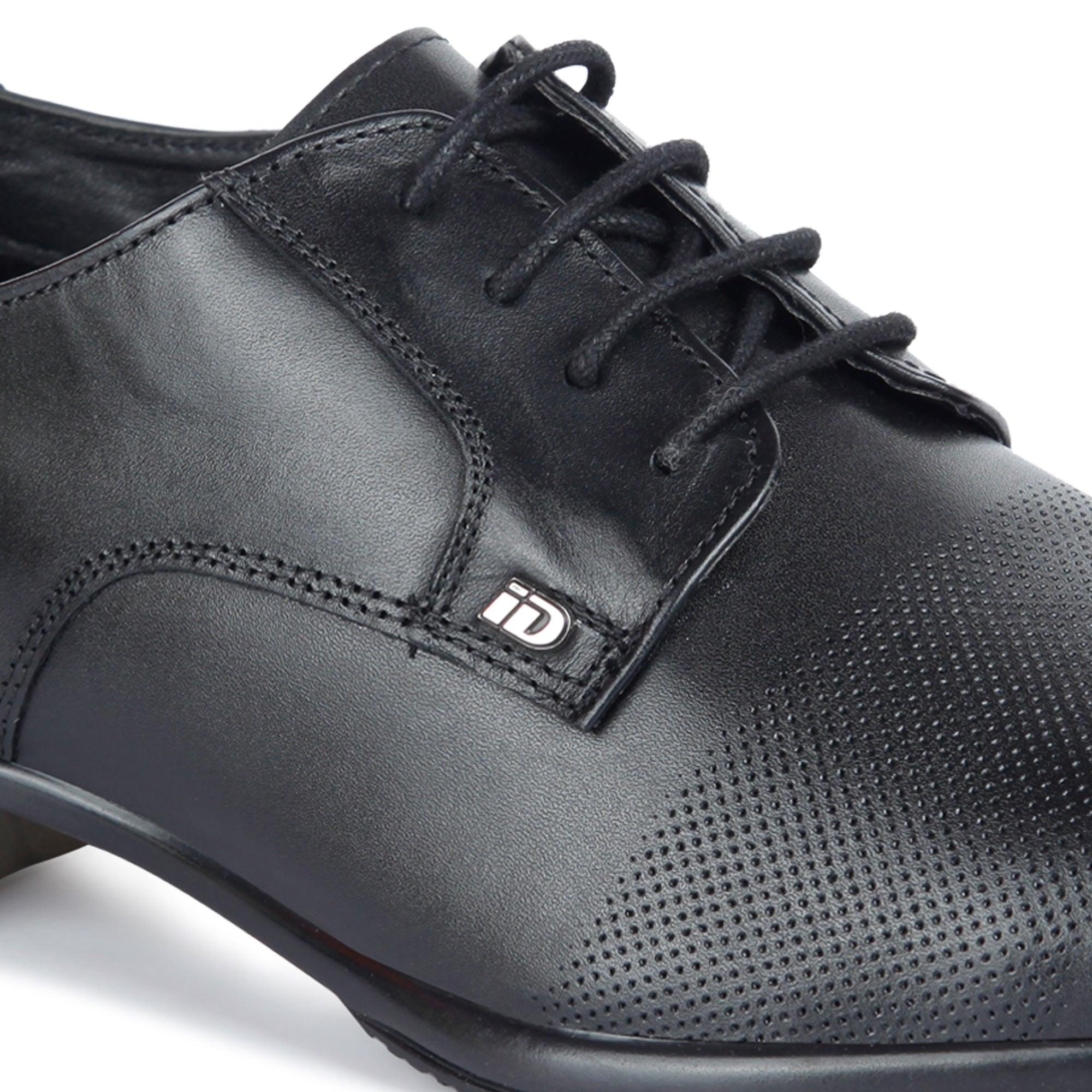 Men Black Perforated Derby Formal Shoes