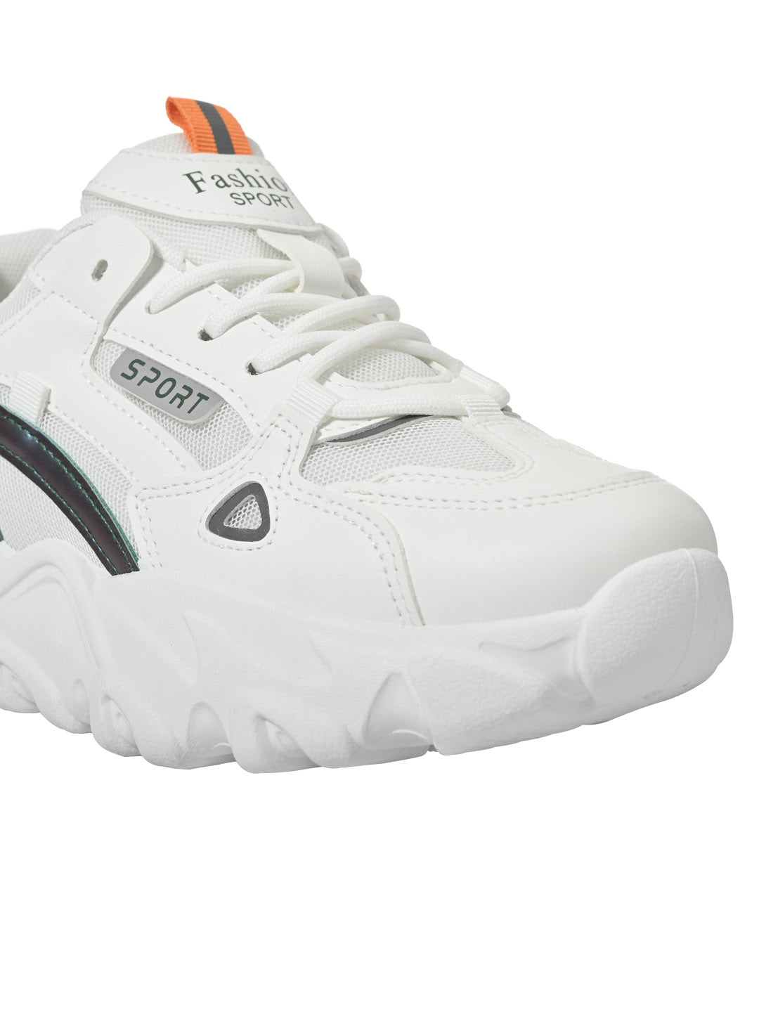 Women WHITE ORANGE SOLID Casual Sneaker