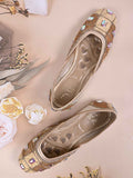 Women, Women Footwear, Golden Mojaris