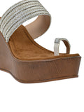 Summer Collection- Women Silver Embellished Wedges