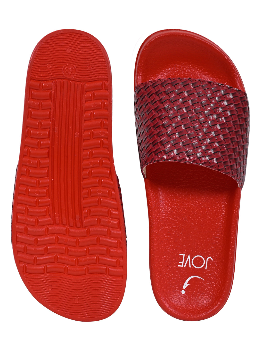 Footwear, Women Footwear, Red Slides