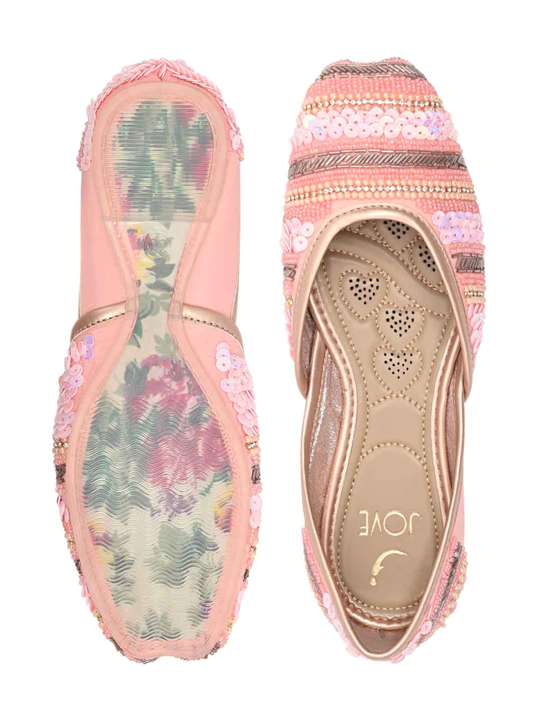 Footwear, Women Footwear, Pink Mojaris