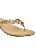 Women Golden Embellished Sandals