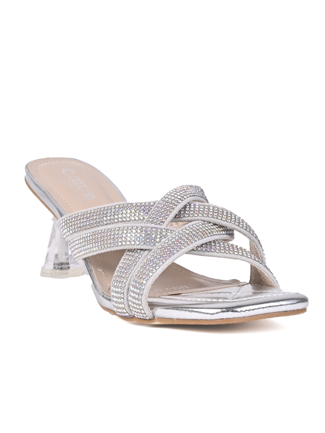 Silver Open-Toe Erica Block Heels For Women – Monrow Shoes