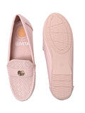 Women Pink Basket Weave Textured Loafers
