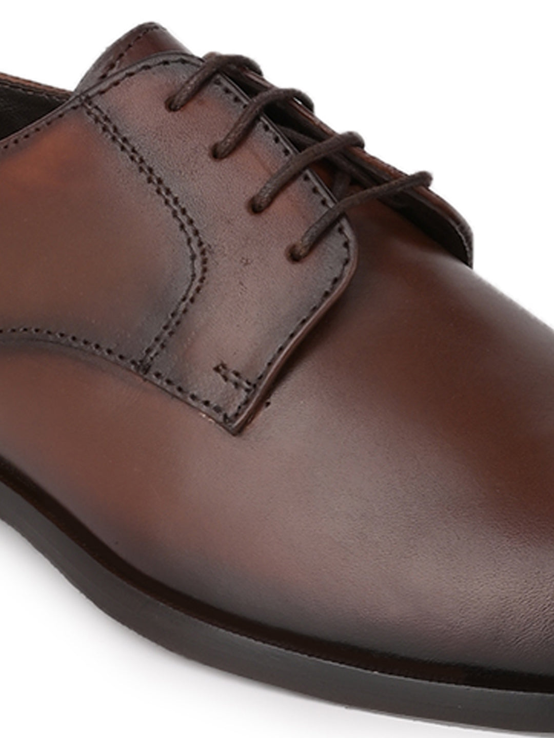 Men Coffee Solid Derby Formal Shoes